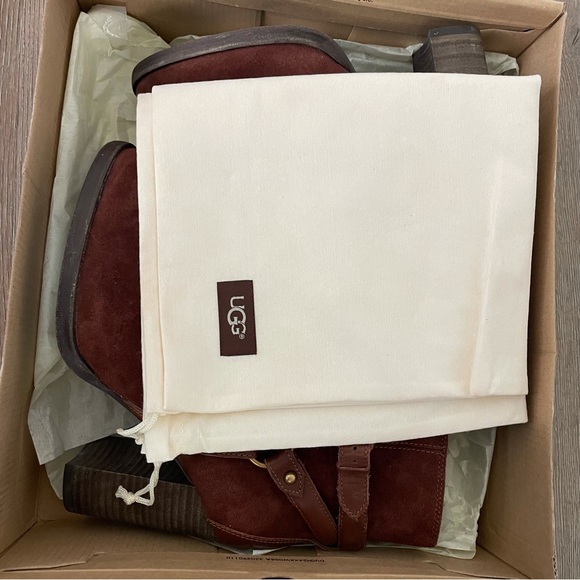 Ugg Dandridge Suede Harness Booties Mahogany-New in a box -SZ 8 - Picture 10 of 11
